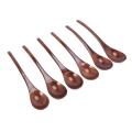Wooden Soup Spoons, 6 Pieces 7.84 Inches Japanese Ramen Spoons Round