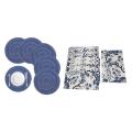 6 Pcs Blue White Flowers Placemat Coasters Cup Dish Glass Table Mat