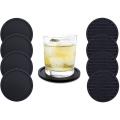 Beverage Coasters Set Of 8, Black Silicone Coasters for Desktop