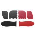 6 Piece Grill Pan Scraper Plastic Set and Silicone Handle Holder