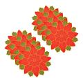 Christmas Placemat Set Of 4, with Red Flower Printed, Non-slip Place