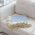 Ruffled Soft Woolen Blanket, Cotton Knitted Blanket, Sofa(light Blue)