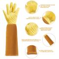 Gardening Gloves Leather Gloves with Long Forearm Gauntlet-l