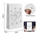 50 Pcs White Luminary Bags with Hearts, for Wedding, Valentine's Day
