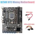 B250c Miner Motherboard+thermal Pad+4pin to Sata Cable+sata Cable