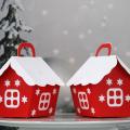 50pcs Holiday Gift Candy Box Christmas House Candy Box Packaging