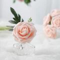 25pcs Real Looking Foam Fake Roses with Stems for Wedding (pink)