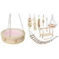 8 Packs Bird Parrot Swing Hanging Toy,wood Bell Bird Cage Toys