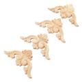 4pcs 6*6cm Wood Carved Corner Onlay Applique Furniture Decor