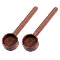 2 Pieces Long Handle Coffee Black Walnut Tablespoon for Beans Or Tea