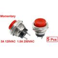 5 Pcs Spdt Red Round Momentary Push Button Switch 3a 125v 1.5a 250vac