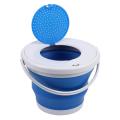 Folding Bucket with Lids Fishing Camping Car Wash Bucket Blue 5l