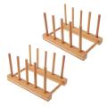 Dish Rack Pots Wooden Plate Stand