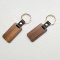 10pcs Wooden Keychain Rectangular Collectible Key Ring Car Bag