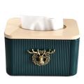 Retro Stereo Deer Head Tissue Box Napkin Holder for Kitchen (beige)