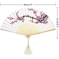 12 Pieces Hand Held Fans Silk Bamboo Folding Fans for Wedding Gift