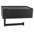 Toilet Paper Holder for Bathroom with Wipe Storage Shelf, Black Wall