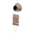 Natural Coconut Husk with Ladder for Bird Shell Hideaway Habitat 2