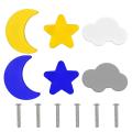 6 Pieces Cabinet Knobs Kids Knobs Stars Moon Clouds Knobs with Screw