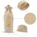 Burlap Wine Bags with Drawstrings,with Ropes and Tags (10 Pcs)