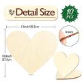 10pcs Wooden Heart Shaped Blank Wood Chips