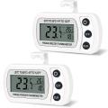 2pcs Fridge Digital Waterproof Thermometer Lcd Display (white)