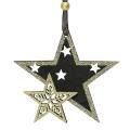 Wooden Double Star Craft Decoration Hanging Tag Ornaments Party