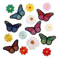 16 Pcs Embroidery Applique Patches, Flowers Butterfly Iron On Patches
