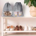 15 Pcs Travel Shoe Bag, Portable Drawstring Shoes Storage Bags Gray