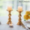 Set Of 2 Metal Candle Holders, Wedding Candlestick Holders Gold