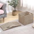 Woven Seagrass Organizer Basket with Handles for Cabinets,bathroom