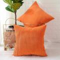 Pack Of 2 Corduroy Soft Velvet Striped Solid Throw Pillow Covers