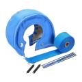 1set T4 Racing Turbocharger Heat Shield Blanket Cover + Pipe Blue
