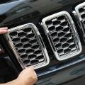 Front Grill Mesh Inserts Rings Covers for Jeep Grand Cherokee(silver)