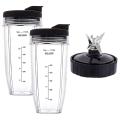 24oz Cups with To-go Lids, 7 Fins Extractor Blade, for Nutri Ninja