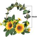 3pcs Floral Hoop Wreath,hanging Garland Artificial Silk Sunflowers