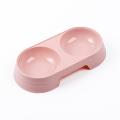 New Pet Feeder Pink Color Plastic Double Bowl Cats and Dogs Eating