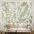 Botanical Tapestry Floral Green Wall Hanging Tapestry, 60 X 80 Inch