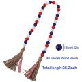 2 Pieces Plaid Wood Bead Garland, with Jute Rope for Decoration(a)