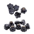 M6 X 25mm Female Thread Plastic Star Head Clamping Knob Black 8pcs