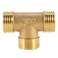 Brass T Shape Water Fuel Pipe Tee Adapter Connector 1/2 Inch  Thread