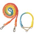 Gradient Color Dog Collars Accessories Leashes Rope Metal Chain-m