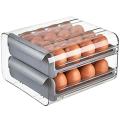 32 Grid Egg Storage Double-layer Drawer Type Egg Box for Fridge Gray
