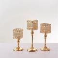 Wedding Party Crystal Gold Square Candle Holders for Home Decor -m