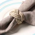 12pcs Natural Jute Napkin Woven Corded Buckle Waxed Twine Napkin Loop