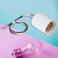 2x E27 Ceramic Base Socket Adapter Metal Lamp Holder with Wire White