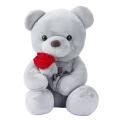 Bear Plush Toy with Rose,for Kids Boys Girls Birthday Christmas(35cm)