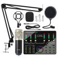 Bm 800 Microphone with Dj10 Sound Card for Pc Singing Gaming(silver)
