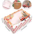 Christmas Cookie Boxes with Clear Window Paper Xmas Treat Candy Boxes