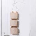 Cotton Linen Fabric Hanging Storage Bag with 5 Pockets for Bathroom
